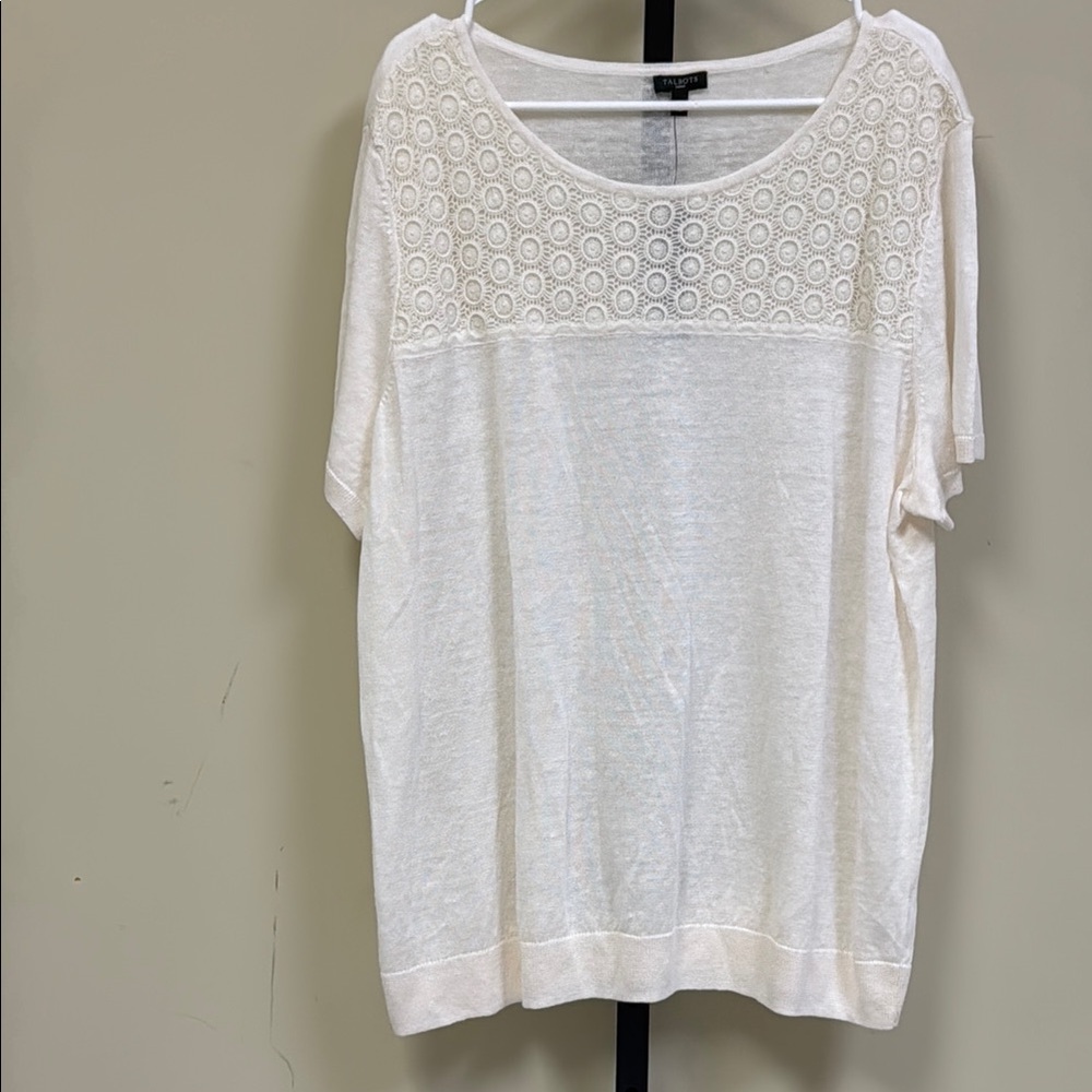 Talbots White Short Sleeve Sweater